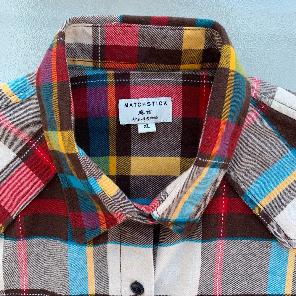 Matchstick Argus Multicolor Plaid Flannel Long-Sleeve Button-Up Shirt Women’s XL - Picture 4 of 8